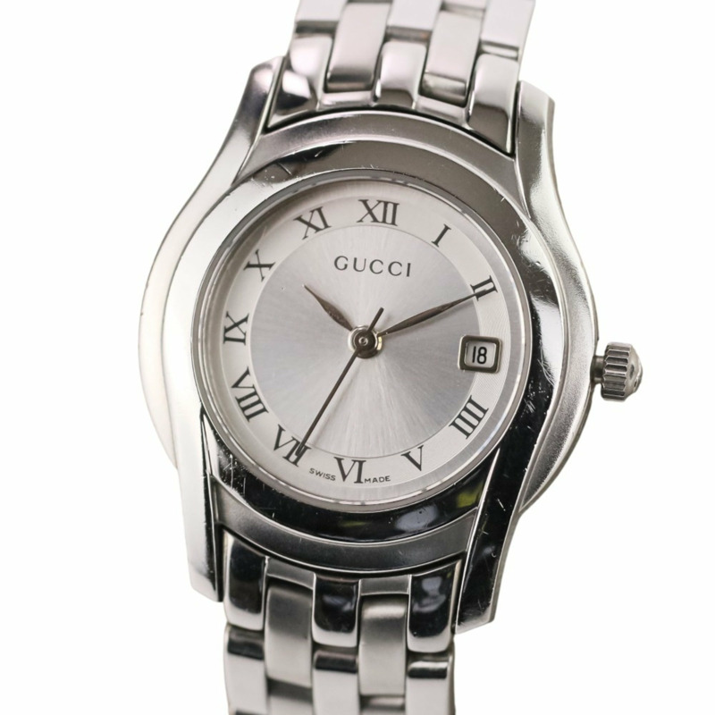 GUCCI 石英腕錶 5500L 銀色太陽紋錶盤 不鏽鋼女士腕錶-0