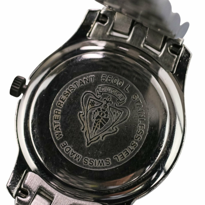 GUCCI 石英腕錶 5500L 銀色太陽紋錶盤 不鏽鋼女士腕錶-1