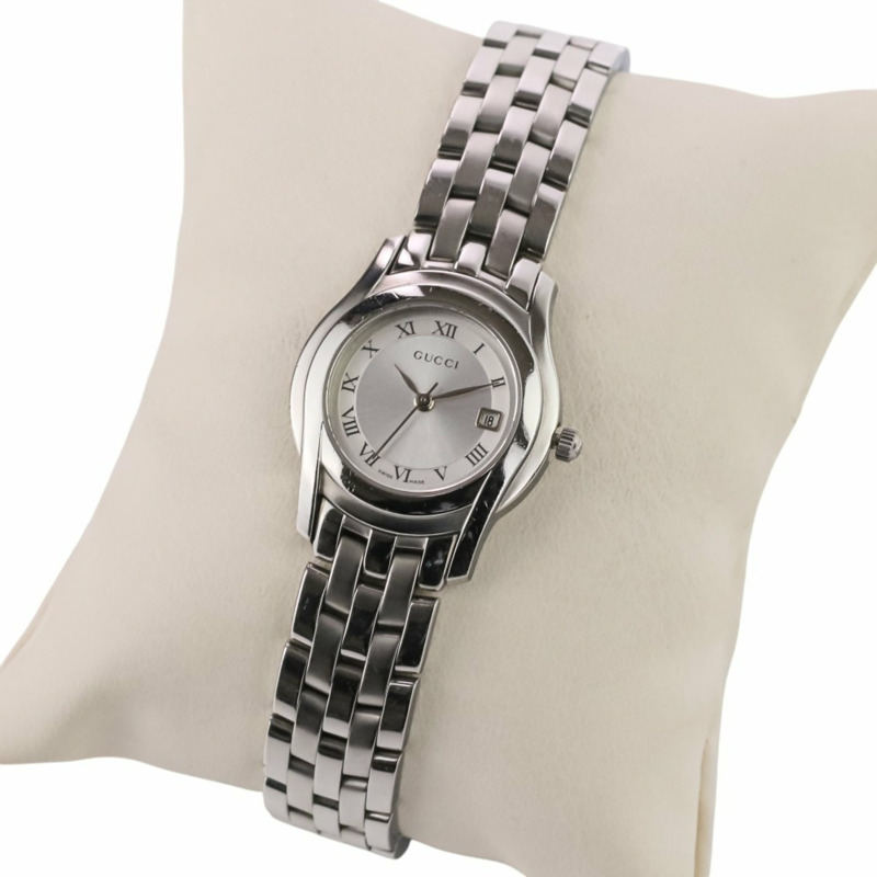 GUCCI 石英腕錶 5500L 銀色太陽紋錶盤 不鏽鋼女士腕錶-6
