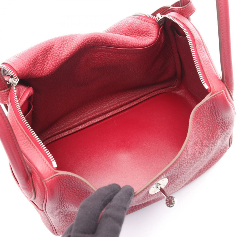 愛馬仕 Lindy 30 單肩包/手提包，皮革，Taurillon Clemence，女士，波爾多紅-2