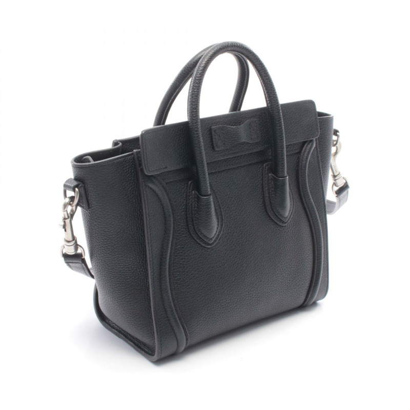 CELINE Luggage Nano Shopper 單肩斜背手提包，黑色皮革，二手女款-1