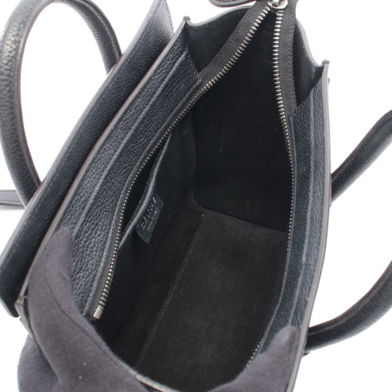 CELINE Luggage Nano Shopper 單肩斜背手提包，黑色皮革，二手女款-2
