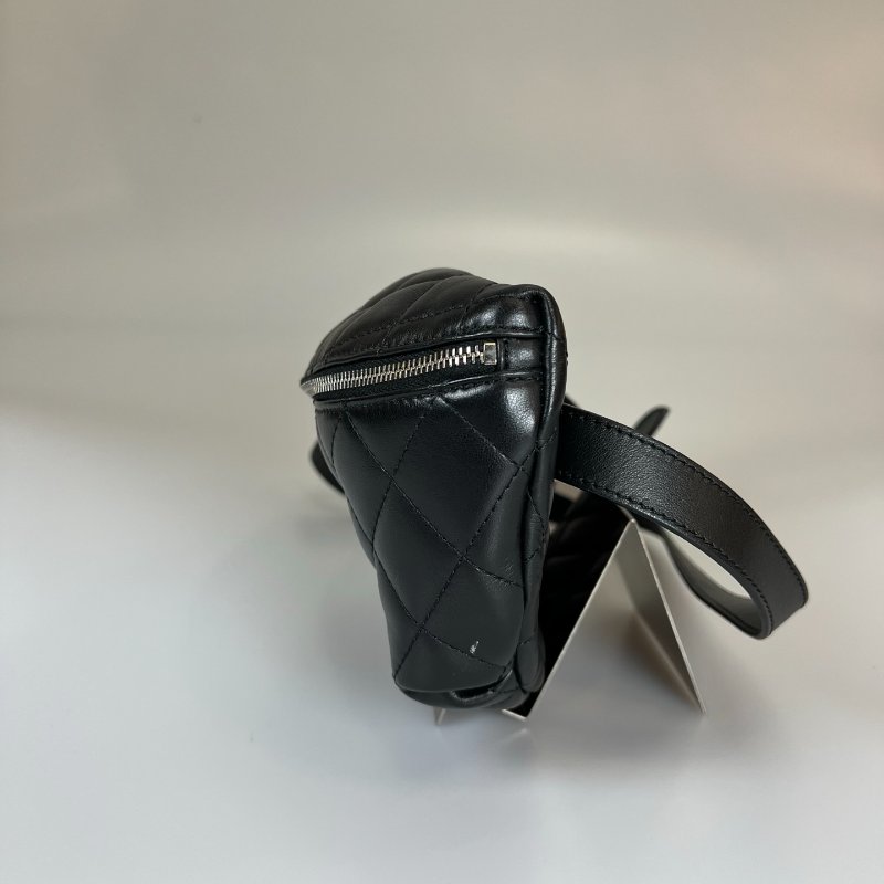 CHANEL 菱格紋櫃姐包 羊皮黑 32開-2