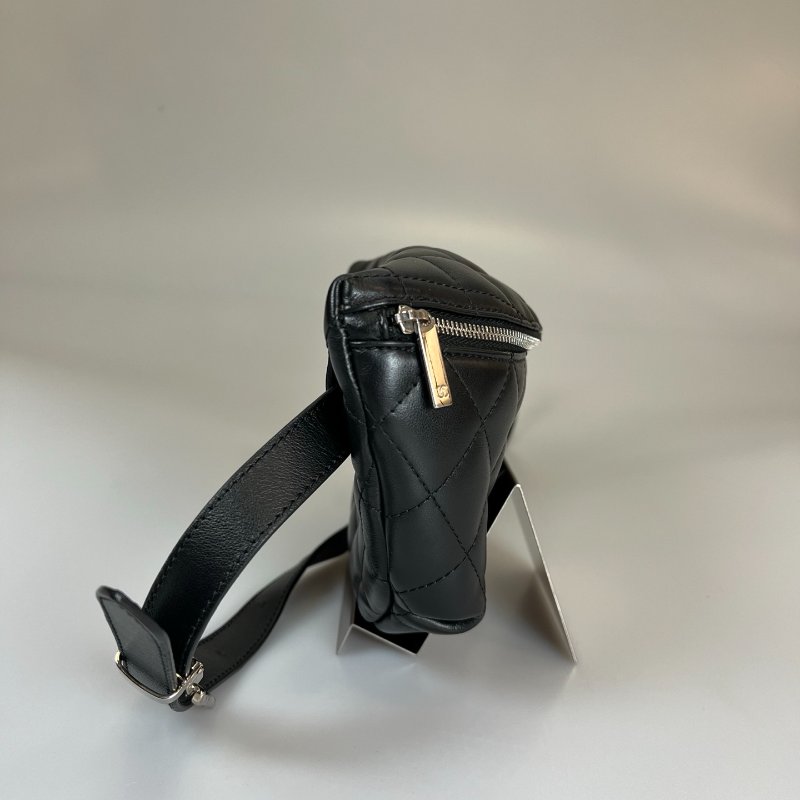 CHANEL 菱格紋櫃姐包 羊皮黑 32開-3