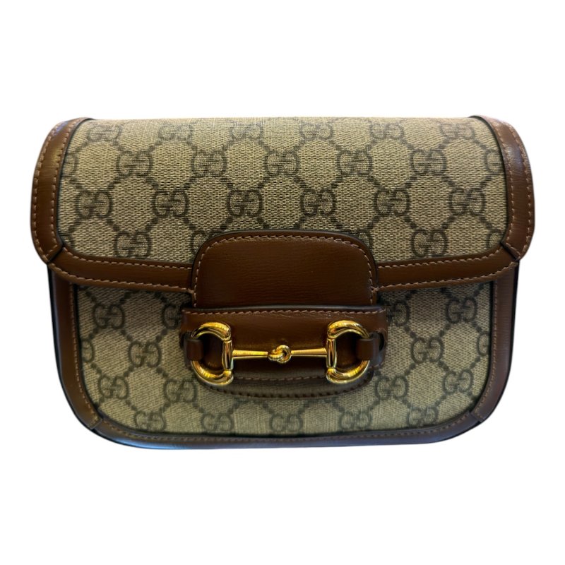 GUCCI 咖花紋1955系列兩用包-0