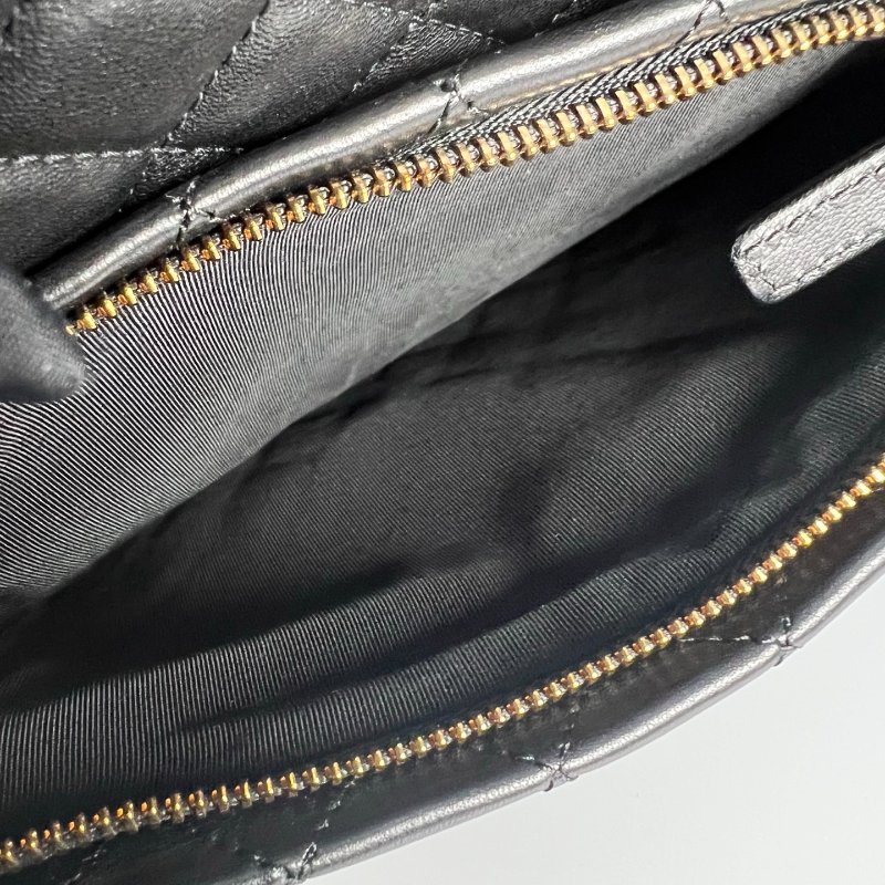 CHANEL 菱格肩背包牛皮黑 保卡款26開-8