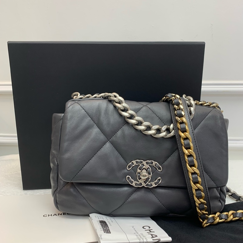 Full set Chanel 19bag 灰色配銀🩶-0