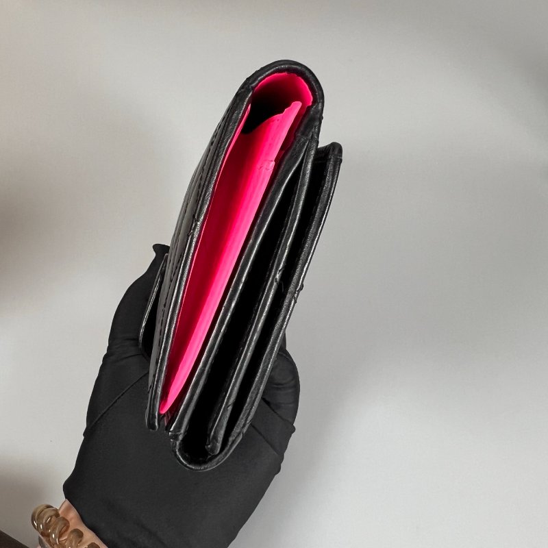 CHANEL 康朋扣式對開長夾 黑  17開-2