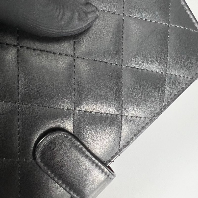 CHANEL 康朋扣式對開長夾 黑  17開-6