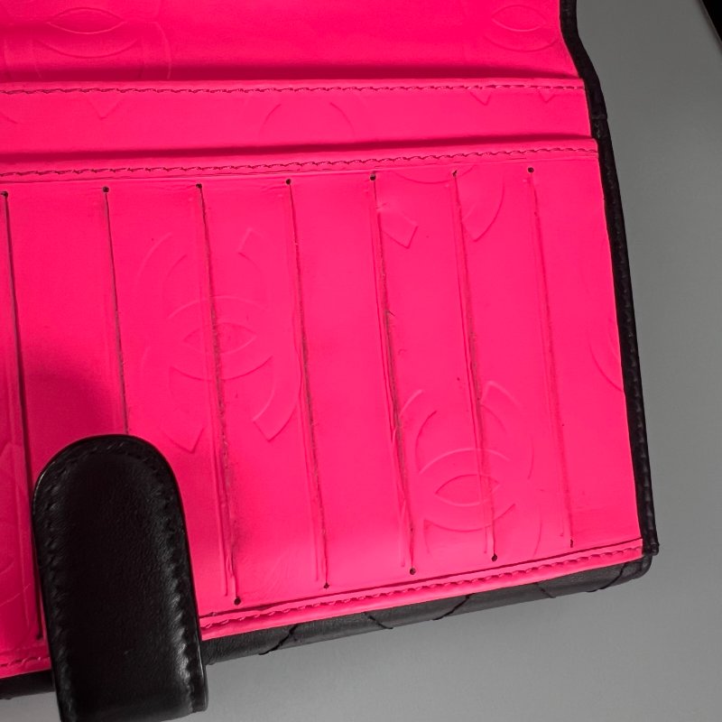 CHANEL 康朋扣式對開長夾 黑  17開-10