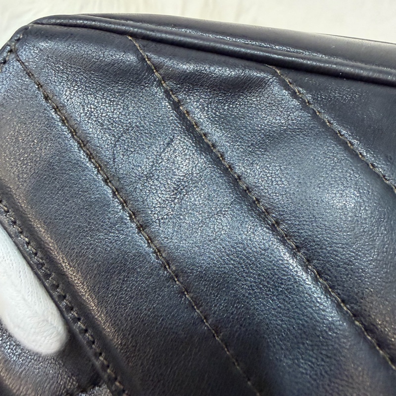 CHANEL 黑羊皮 金球 雕花鍊 流蘇 方包 相機包 斜背包 前口袋 老香 vintage-42