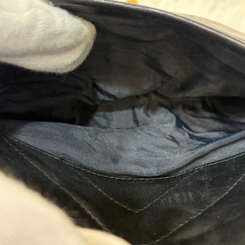 CHANEL 黑羊皮 金球 雕花鍊 流蘇 方包 相機包 斜背包 前口袋 老香 vintage-52