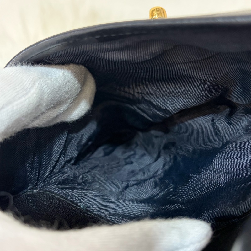 CHANEL 黑羊皮 金球 雕花鍊 流蘇 方包 相機包 斜背包 前口袋 老香 vintage-53