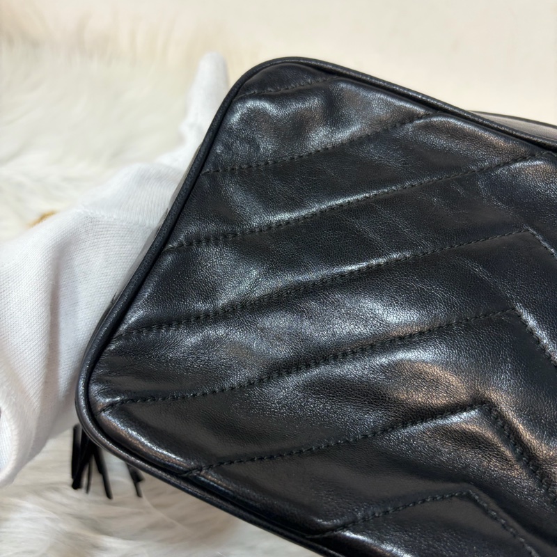 CHANEL 黑羊皮 金球 雕花鍊 流蘇 方包 相機包 斜背包 前口袋 老香 vintage-59