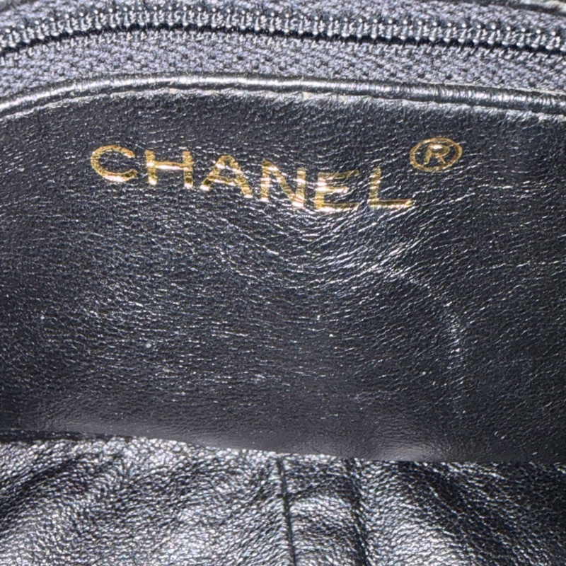 CHANEL 黑羊皮 金球 雕花鍊 流蘇 方包 相機包 斜背包 前口袋 老香 vintage-73