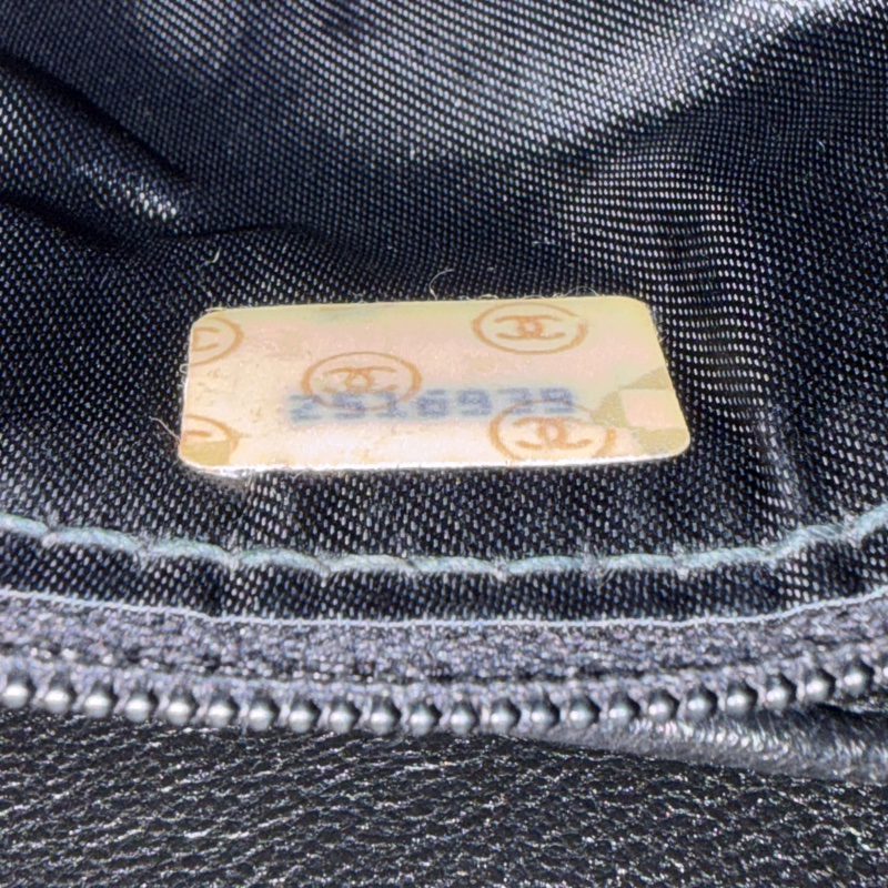 CHANEL 黑羊皮 金球 雕花鍊 流蘇 方包 相機包 斜背包 前口袋 老香 vintage-78