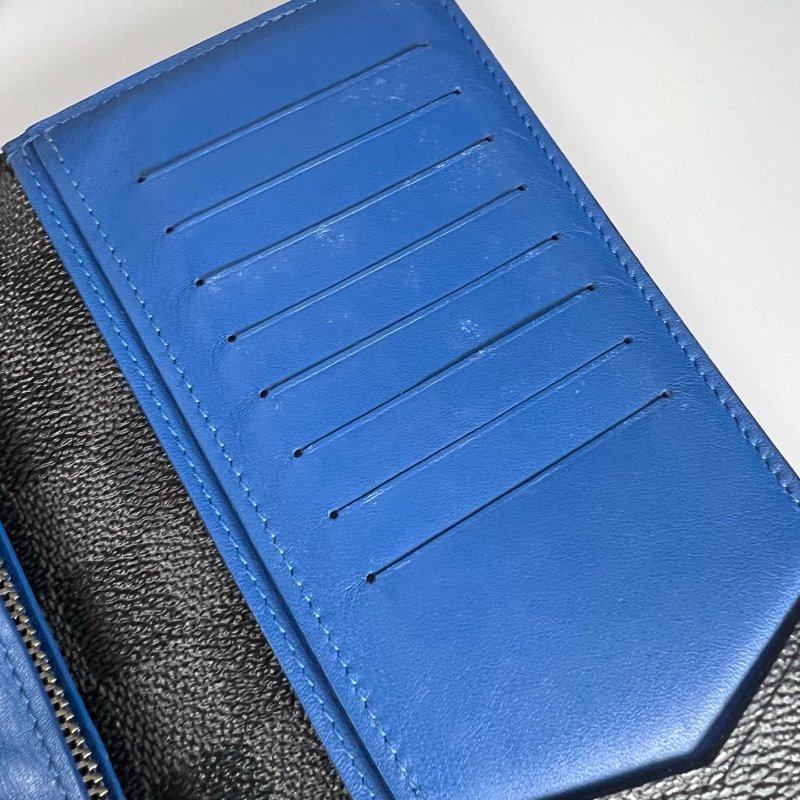 LV N60088 黑棋盤格拚色BRAZZA對開長夾-5