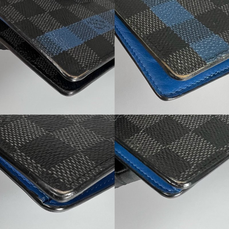 LV N60088 黑棋盤格拚色BRAZZA對開長夾-7