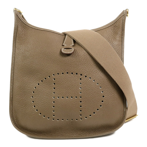 HERMES Clemence皮革Evelyne PM肩背袋Etoupe
