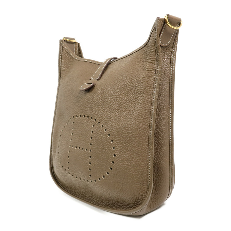 HERMES Clemence皮革Evelyne PM肩背袋Etoupe-2