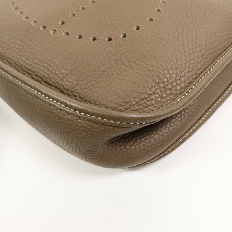 HERMES Clemence皮革Evelyne PM肩背袋Etoupe-9