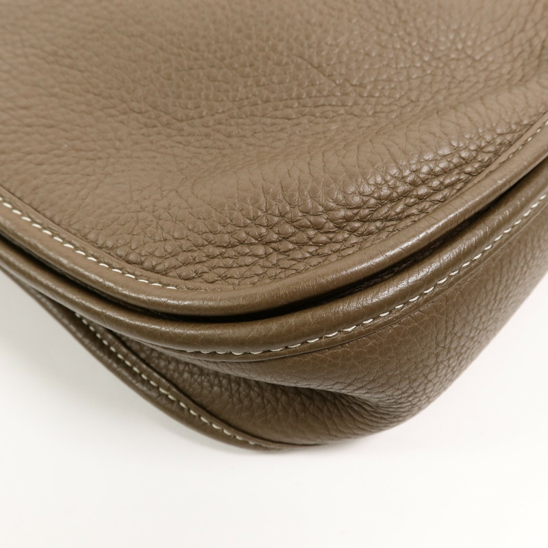 HERMES Clemence皮革Evelyne PM肩背袋Etoupe-12