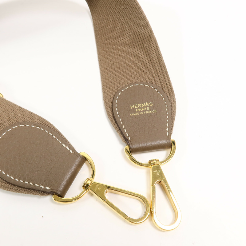 HERMES Clemence皮革Evelyne PM肩背袋Etoupe-14