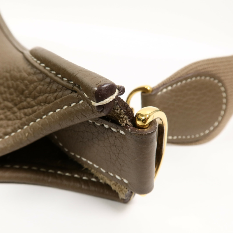 HERMES Clemence皮革Evelyne PM肩背袋Etoupe-16