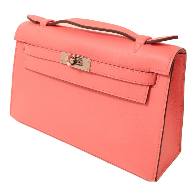 HERMES Swift皮革Kelly Pochette手挽袋Rose d'Ete-1