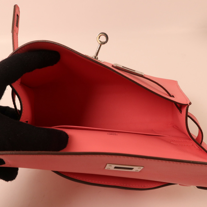 HERMES Swift皮革Kelly Pochette手挽袋Rose d'Ete-4