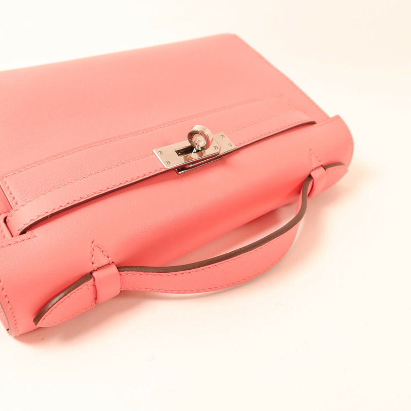 HERMES Swift皮革Kelly Pochette手挽袋Rose d'Ete-8