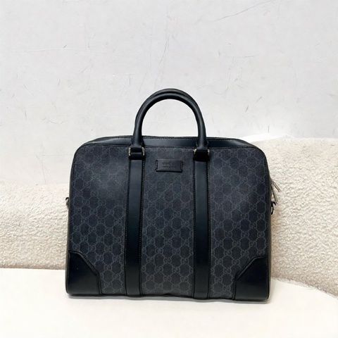 古馳/Gucci 98🆕男士黑色老花手提公文包 單肩包 無肩帶 底長36cm