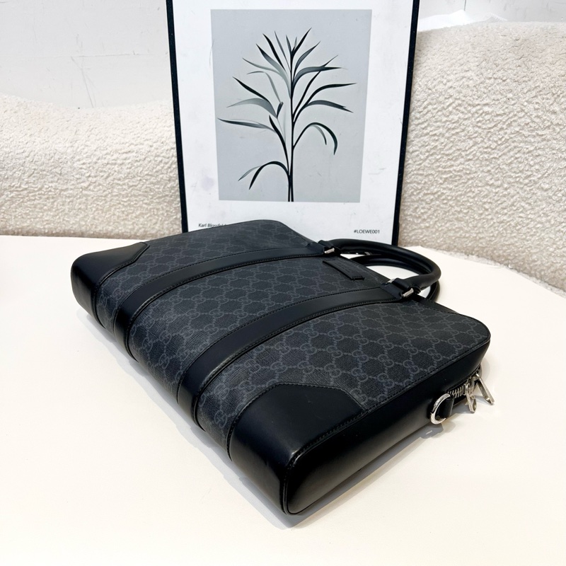 古馳/Gucci 98🆕男士黑色老花手提公文包 單肩包 無肩帶 底長36cm-2
