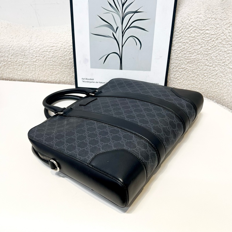 古馳/Gucci 98🆕男士黑色老花手提公文包 單肩包 無肩帶 底長36cm-3