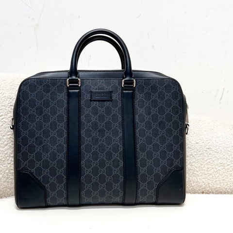 古馳/Gucci 98🆕男士黑色老花手提公文包 單肩包 無肩帶 底長36cm