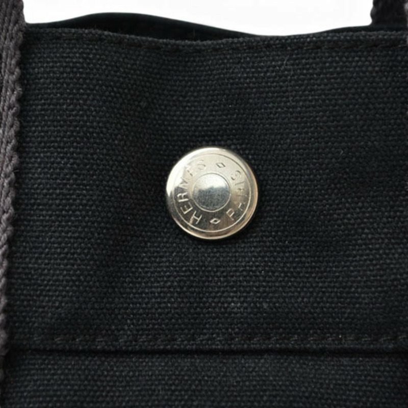 Hermes 手提包，HERMES Fourre-Tout PM，手提包，帆布，黑色，灰色-3