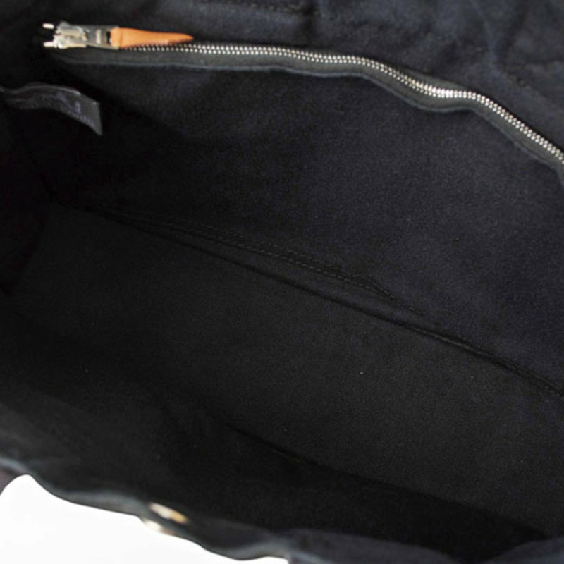 Hermes 手提包，HERMES Fourre-Tout PM，手提包，帆布，黑色，灰色-10