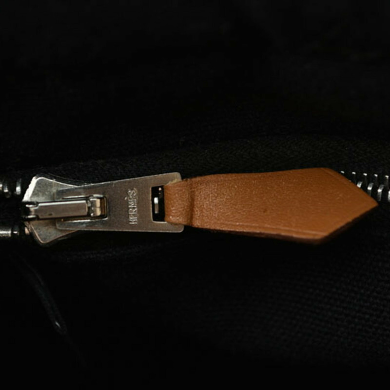 Hermes 手提包，HERMES Fourre-Tout PM，手提包，帆布，黑色，灰色-12