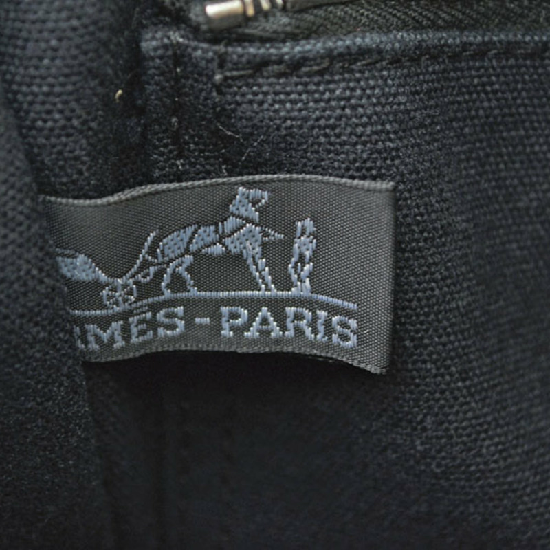 Hermes 手提包，HERMES Fourre-Tout PM，手提包，帆布，黑色，灰色-13