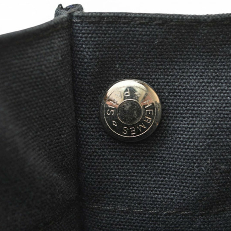 Hermes 手提包，HERMES Fourre-Tout PM，手提包，帆布，黑色，灰色-14