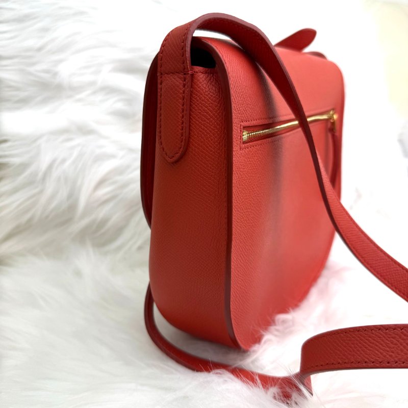 CELINE TROTTEUR 紅色牛皮 中號 金扣-3