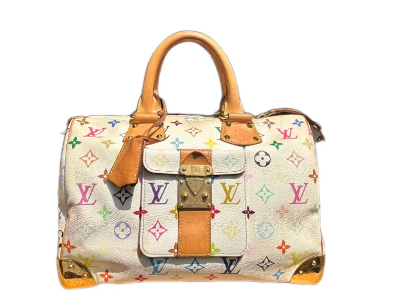 【收藏級別✨ LV玩家必入款😆全網最低價❗️】LV村上隆白三彩Speedy30枕頭包｜手提包-5