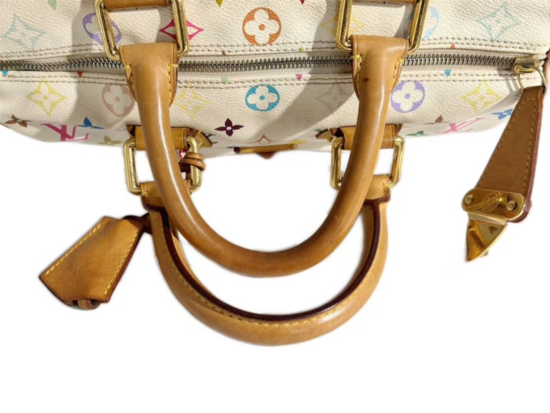 【收藏級別✨ LV玩家必入款😆全網最低價❗️】LV村上隆白三彩Speedy30枕頭包｜手提包-8