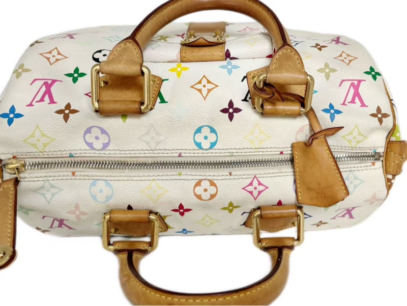 【收藏級別✨ LV玩家必入款😆全網最低價❗️】LV村上隆白三彩Speedy30枕頭包｜手提包-12