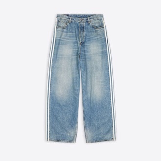 近全新 巴黎世家 adidas 23SS 秀款 LARGE BAGGY 牛仔褲 S碼 藍-2