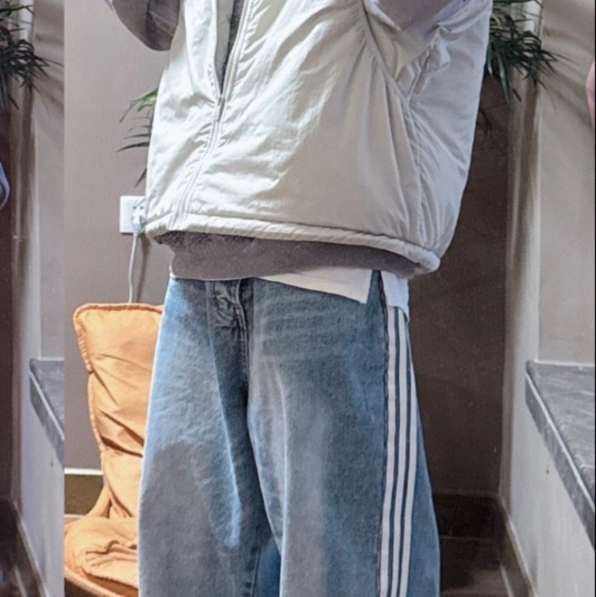 近全新 巴黎世家 adidas 23SS 秀款 LARGE BAGGY 牛仔褲 S碼 藍-3