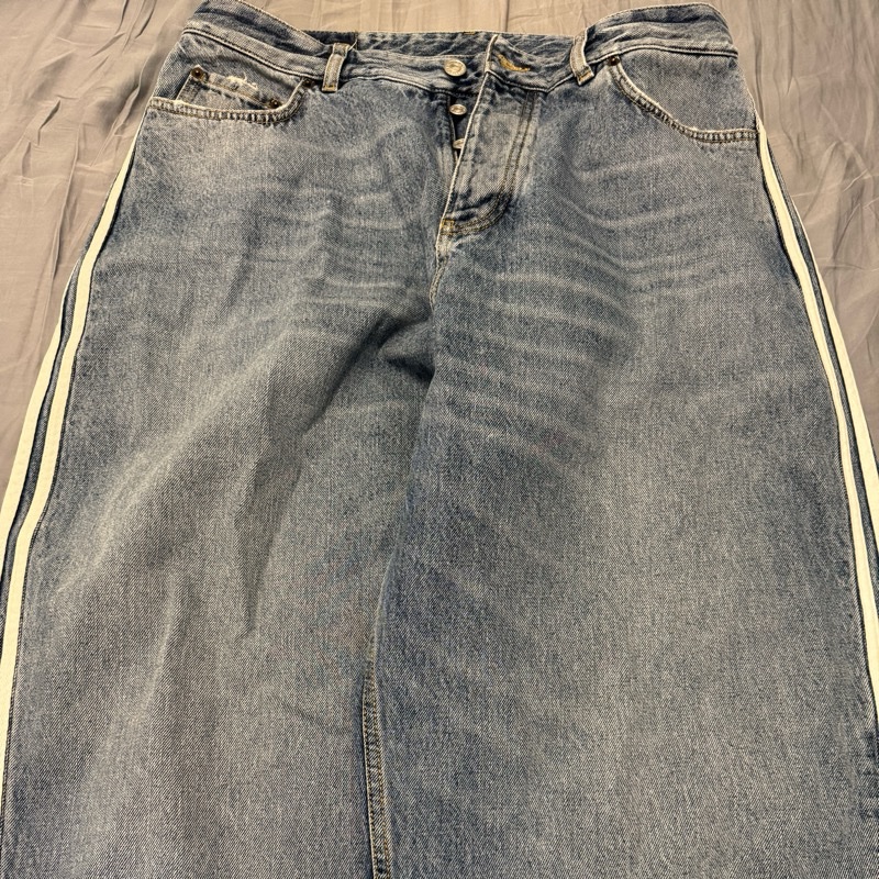 近全新 巴黎世家 adidas 23SS 秀款 LARGE BAGGY 牛仔褲 S碼 藍-5