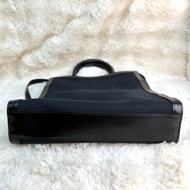 CELINE CABAS 黑色 牛皮拼帆布 小號 字母logo 琴譜包-3