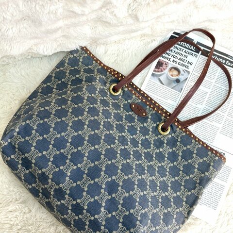 Celine Paris Macadam 藍色 老花 牛仔布