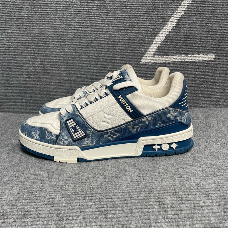 LV路易威登 白藍色老花trainer板鞋41.5碼=7.5碼-0